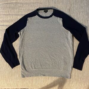 J. Crew Crewneck Sweater in Gray and Blue with Raglan Sleeves